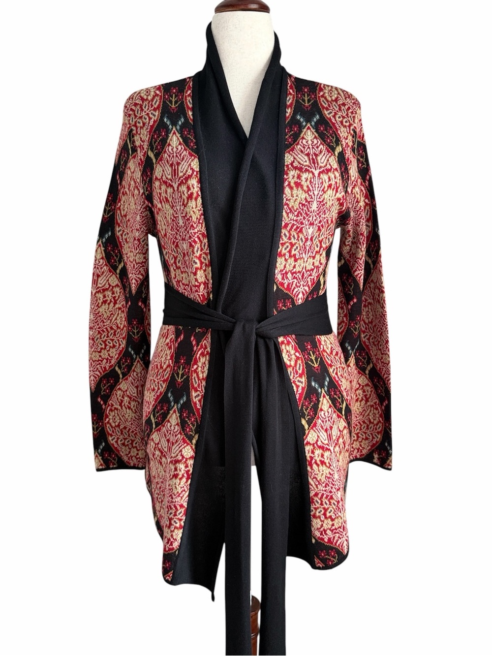 Peruvian Connection Ottoman Smoking Jacket Sweater Womens S Pima Cotton Belted